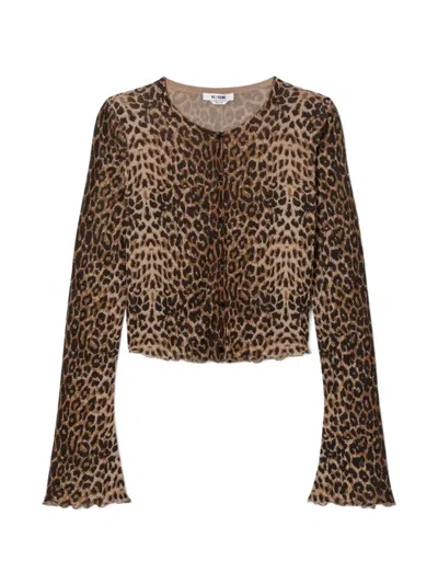 Re/done Isabelle Leopard-print Cardigan In Brown