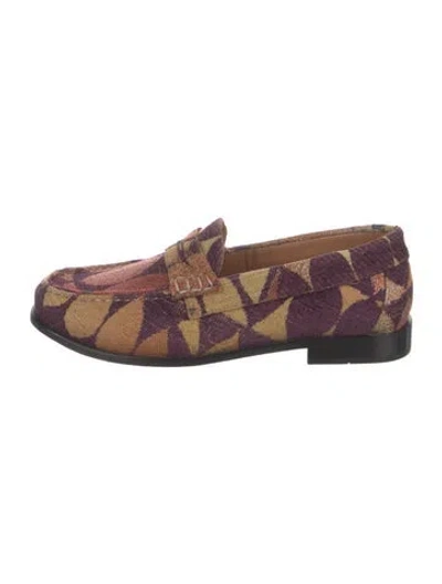 Pre-owned Re/done Jacquard Printed Loafers In Purple