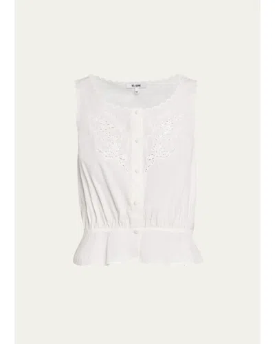 Re/done Jerry Eyelet Embroidered Tank Blouse In White