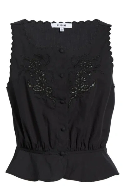 Re/done Jerry Eyelet Tank In Black