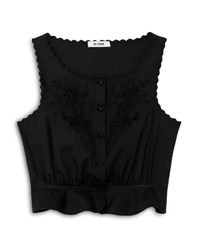 Re/done Jerry Tank Blouse In Black