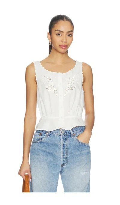 Re/done Jerry Tank Blouse Top In White