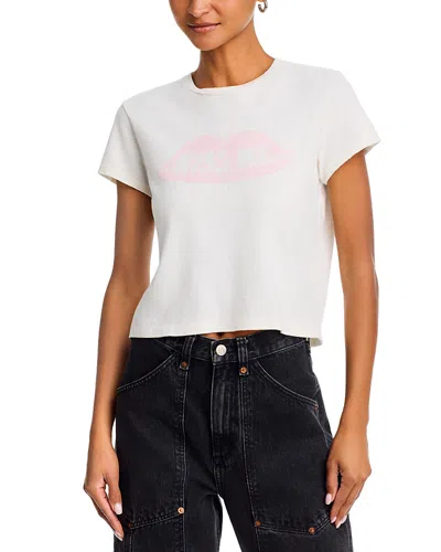Re/done Kiss Me 50s Graphic Boxy Tee In White