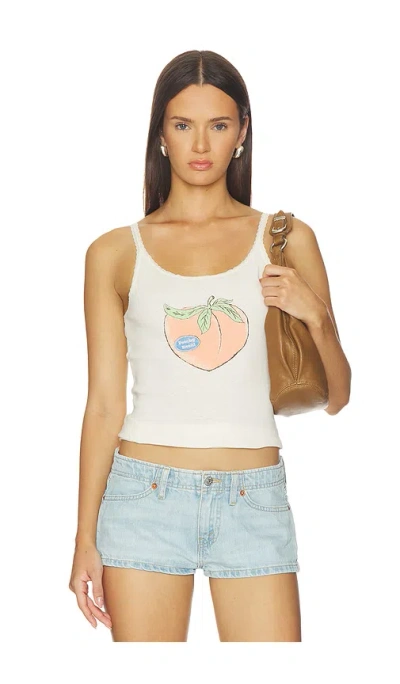 Re/done Lace Strap Tank Peachy Keen In White