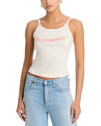 Re/done Lace Strap Tank Top In White