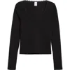 Re/done Lace Trim Stretch Cotton Top In Black