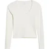 Re/done Lace Trim Stretch Cotton Top In White