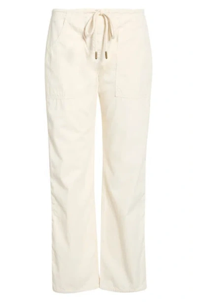 Re/done Laguna Drawstring Straight Leg Cotton Pants In Neutral