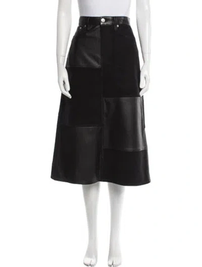 Pre-owned Re/done Lamb Leather Midi Length Skirt In Black