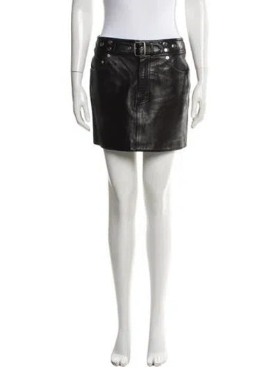 Pre-owned Re/done Lamb Leather Mini Skirt In Blue