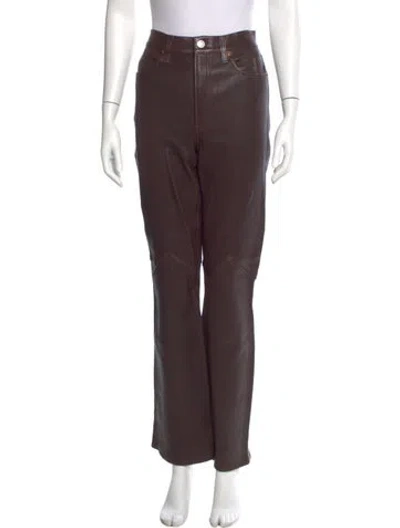 Pre-owned Re/done Lamb Leather Straight Leg Pants In Brown
