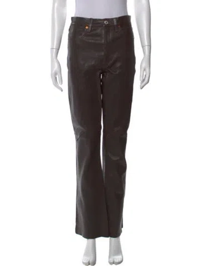Pre-owned Re/done Lamb Leather Wide Leg Pants In Brown