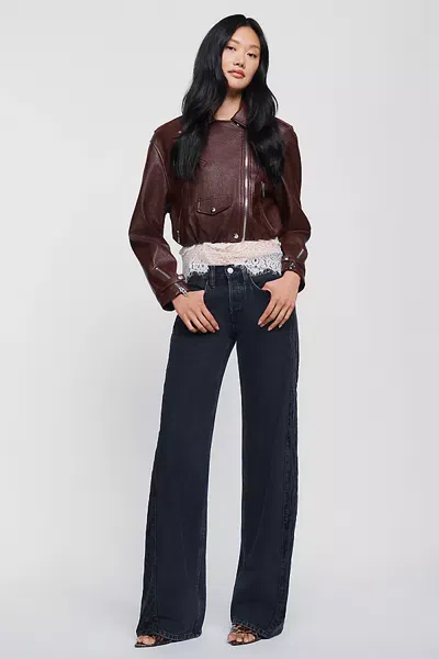 Re/done Laurel Zebra Mid Rise Wide Leg Jeans In Black