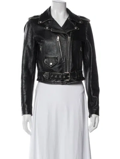 Pre-owned Re/done Leather Biker Jacket In Black