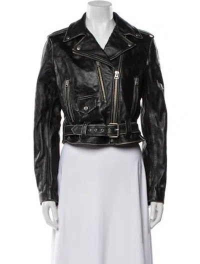 Pre-owned Re/done Leather Biker Jacket In Black