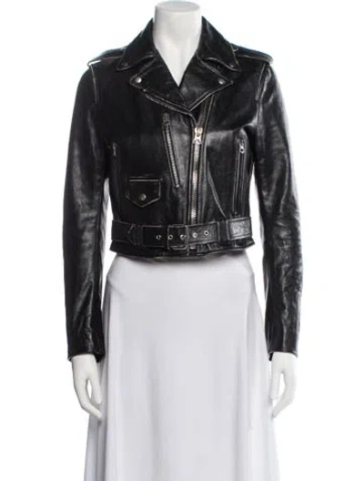 Pre-owned Re/done Leather Biker Jacket In Black