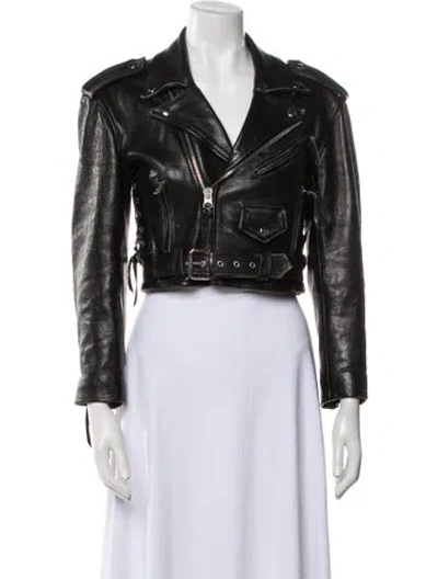 Pre-owned Re/done Leather Biker Jacket In Black