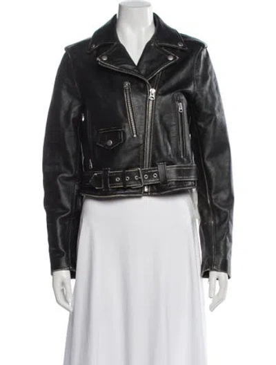 Pre-owned Re/done Leather Biker Jacket In Black