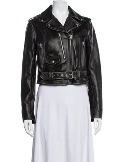 Pre-owned Re/done Leather Biker Jacket In Black