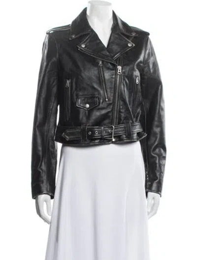 Pre-owned Re/done Leather Biker Jacket In Black