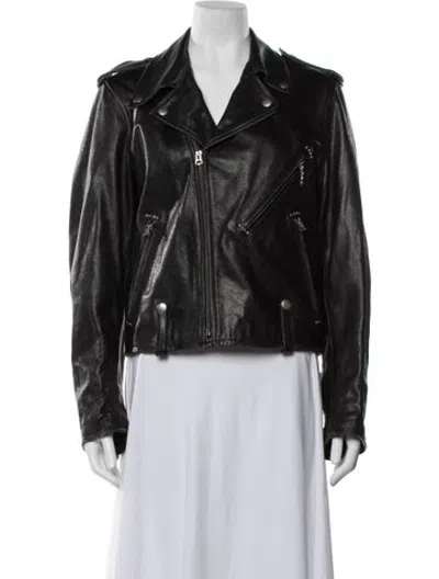 Pre-owned Re/done Leather Biker Jacket In Black