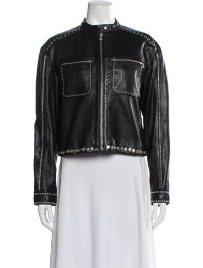 Pre-owned Re/done Leather Biker Jacket In Gray