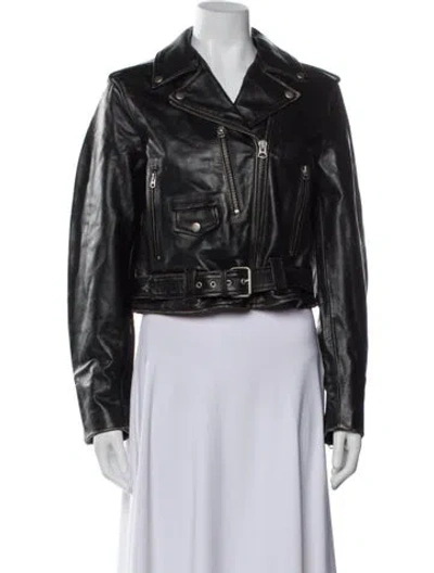 Pre-owned Re/done Leather Biker Jacket W/ Tags In Black