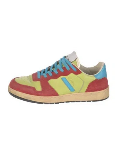 Pre-owned Re/done Leather Colorblock Pattern Athletic Sneakers In Green/red