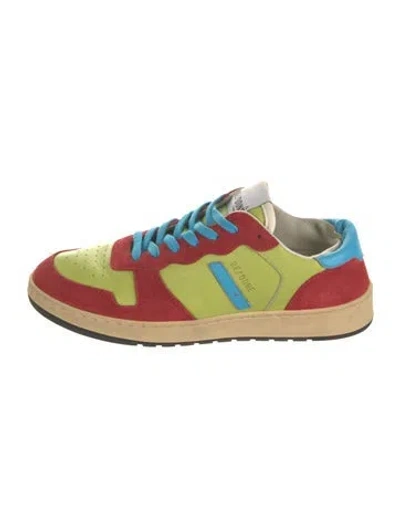 Pre-owned Re/done Leather Colorblock Pattern Sneakers In Green