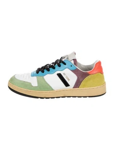 Pre-owned Re/done Leather Colorblock Pattern Sneakers In White