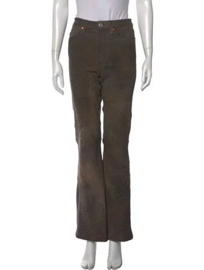 Pre-owned Re/done Leather Flared Pants In Brown