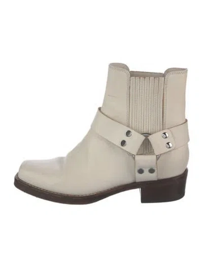 Pre-owned Re/done Leather Moto Boots In Neutrals