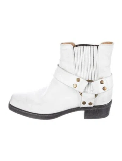 Pre-owned Re/done Leather Moto Boots In White