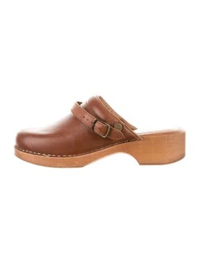 Pre-owned Re/done Leather Mules In Brown