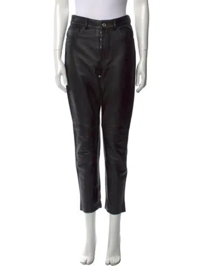 Pre-owned Re/done Leather Straight Leg Pants In Black