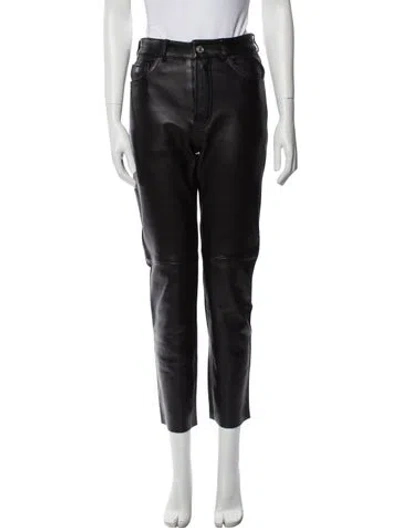 Pre-owned Re/done Leather Straight Leg Pants In Black