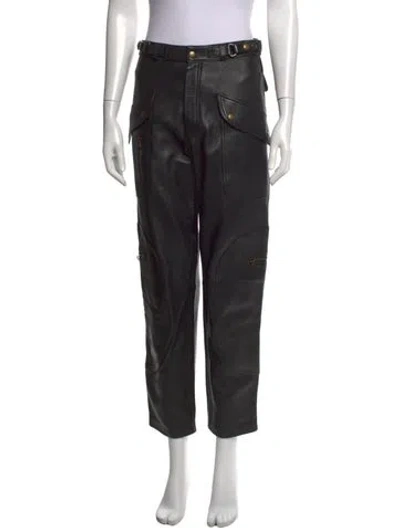 Pre-owned Re/done Leather Straight Leg Pants In Black