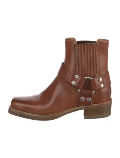 Pre-owned Re/done Leather Studded Accents Chelsea Boots In Brown