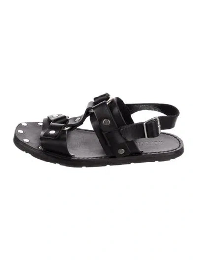 Pre-owned Re/done Leather Studded Accents Gladiator Sandals In Black