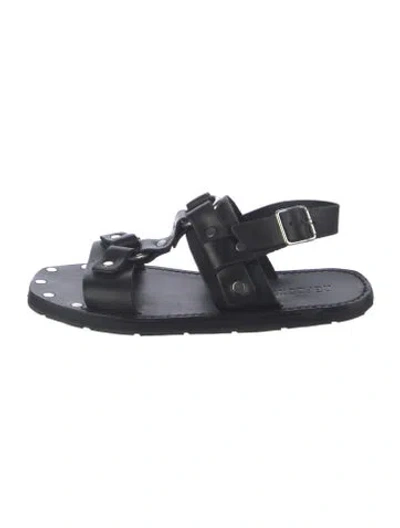 Pre-owned Re/done Leather Studded Accents Gladiator Sandals In Black