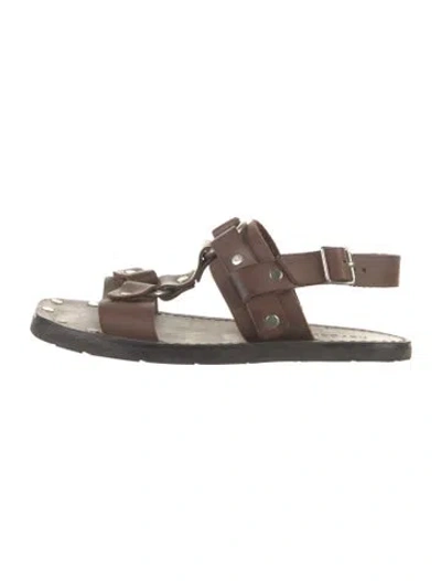 Pre-owned Re/done Leather Studded Accents Sandals In Brown