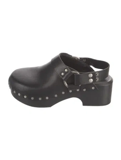 Pre-owned Re/done Leather Studded Accents Slingback Flats In Black