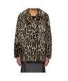 Re/done Leopard Shearling Peacoat In Black