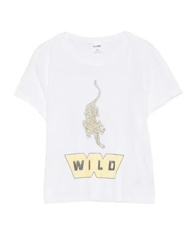 Re/done Leopard-print Graphic-print T-shirt In White