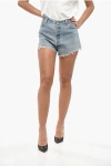 Re/done Levis Frayed Hem Stonewashed Effect Shorts In Brown