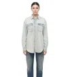 Re/done Light Blue Oversized Solid Shirt In Blue
