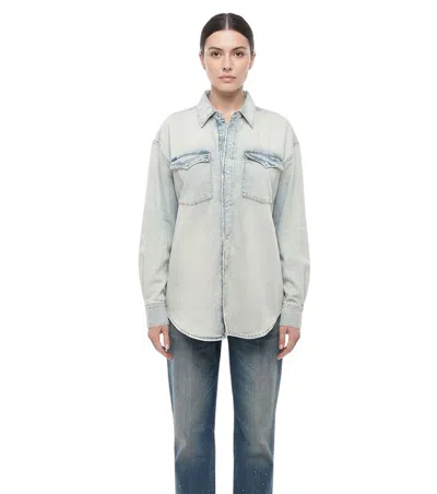 Re/done Light Blue Oversized Solid Shirt