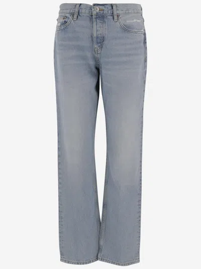 Re/done Light-washed Cotton Jeans In Blue