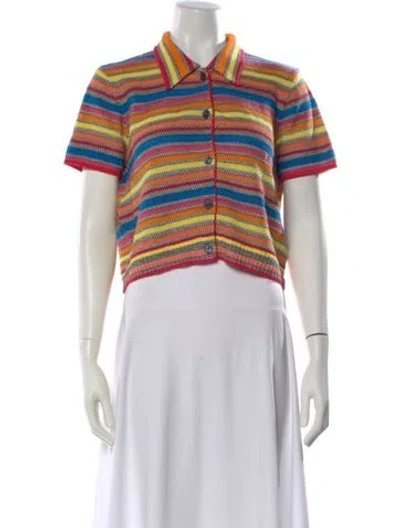 Pre-owned Re/done Linen Striped Polo In Red