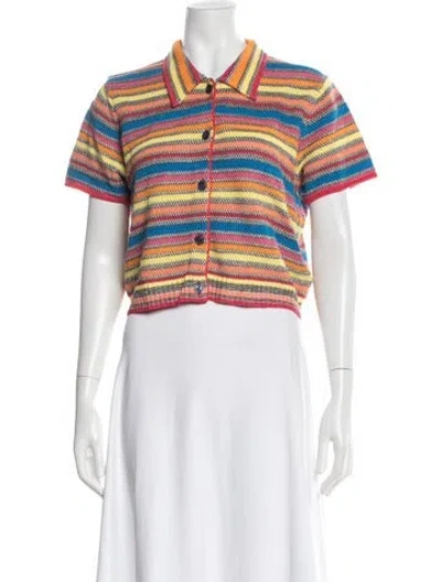 Pre-owned Re/done Linen Striped Polo In Yellow